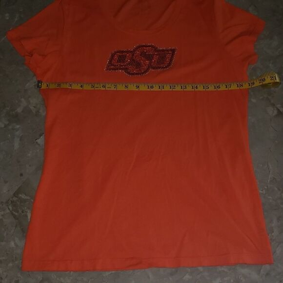 Women's Rhinestone Bedazzled Oklahoma State University Cowboys Short Sleeve Tee - Picture 6 of 7